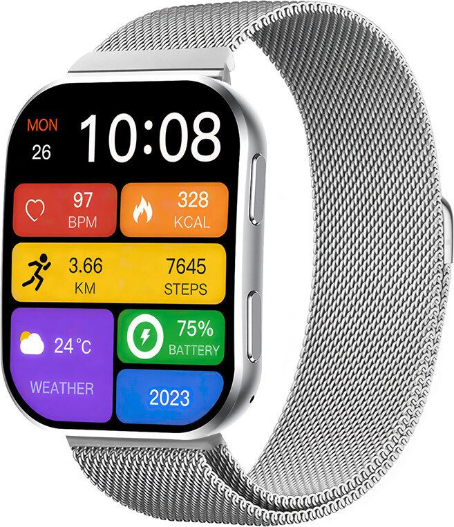 Madvell Venezia ezüst okosóra fém szíjjal + szilikon szíjjal