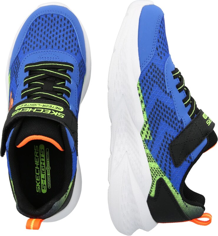 SKECHERS Sportcipő 'METEOR-LIGHTS 2.0' türkiz / neonzöld / sötét narancssárga / fekete