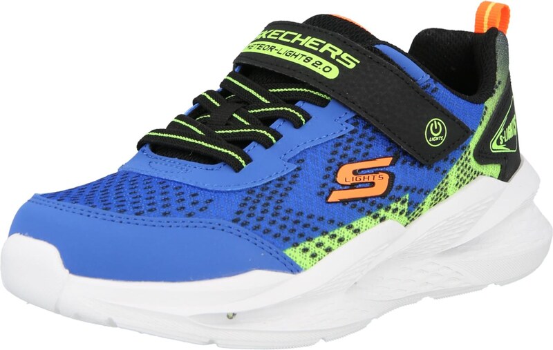 SKECHERS Sportcipő 'METEOR-LIGHTS 2.0' türkiz / neonzöld / sötét narancssárga / fekete