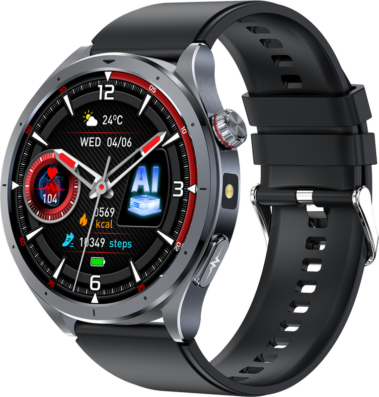 Wonlex MF22-F bluetooth EKG és vércukormérő okosóra, AI funkcióval, fekete