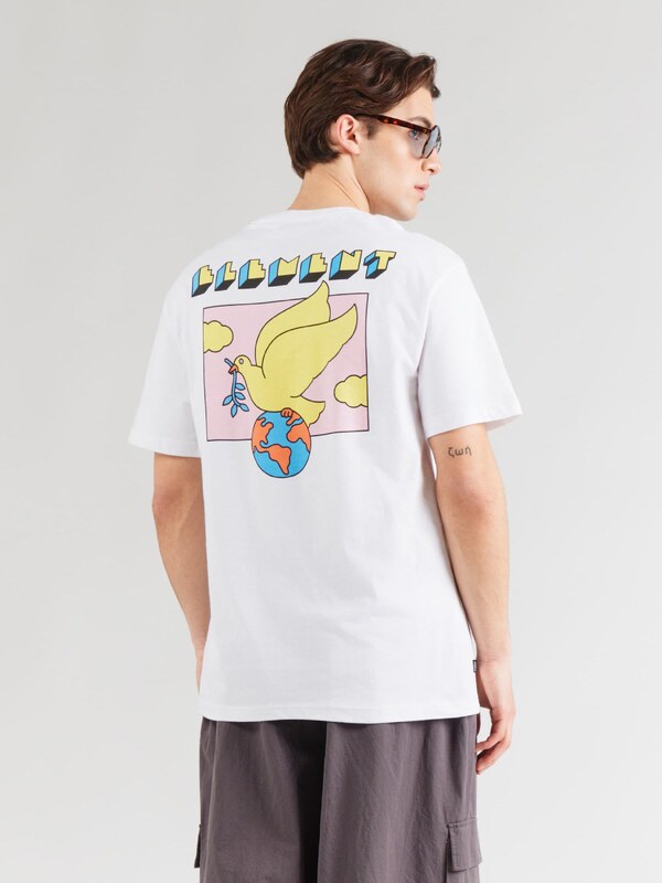 ELEMENT Póló 'WORLD PEACE' neonkék / sárga / rózsaszín / fehér