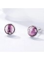 Ékszerkirály Ezüst fülbevaló, cirkónium kristállyal, lila