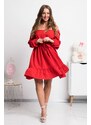 Numoco Piros rövid ruha ejtett vállal