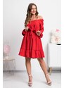 Numoco Piros rövid ruha ejtett vállal