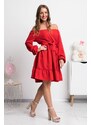 Numoco Piros rövid ruha ejtett vállal