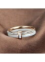 Ékszerkirály Női gyűrű, dupla, nemesacélból, rosegold-fehér, 8-as méret