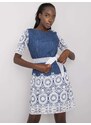 BASIC Kék-fehér vászon mintás ruha Martina LK-SK-506836-1.74P-blue-white