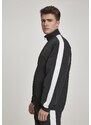 Férfi pulóver cipzár // Urban Classics Striped Sleeve Crinkle Track Jacket blk/wht