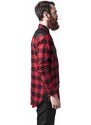 Férfi ing // Urban classics Side Zip Leather Shoulder Flanell Shirt blk/red