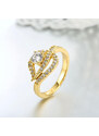 Arannyal bevont CZ kristályos gyűrű levél motívummal #7 (0039.)