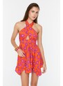 Trendyol Floral Patterned Tie Back Detailed Beach Dress