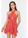 Trendyol Floral Patterned Tie Back Detailed Beach Dress