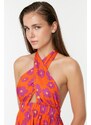 Trendyol Floral Patterned Tie Back Detailed Beach Dress