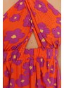 Trendyol Floral Patterned Tie Back Detailed Beach Dress