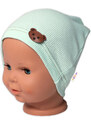 Baby Nellys Teddy medve bordázott kalap - menta