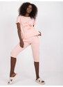 Fashionhunters Pink two-piece pyjamas with short sleeves