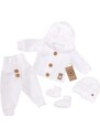 Z&Z 4-dílná csecsemőkészlet, dzseki, nadrág, sapka és zsákmányt - fehér