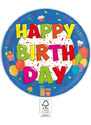 Boldog Születésnapot Kokliko Happy Birthday papírtányér 8 db-os 23 cm FSC