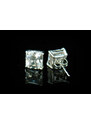 Fehérarannyal bevont férfi fülbevaló négyzet alakú szimulált gyémánttal ( 8 mm-es ) 1 pár (0622.)
