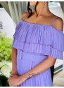 Webmoda Exkluzív rakott alkalmi ruha övvel molett hölgyeknek - lila
