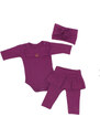 Z&Z 3-dílná pontok halmaza, leggings vele szoknya és fejpánt - lila, méret. 68