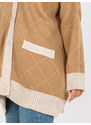 RUE PARIS Bézs színű, laza, gombos pulóver szegéllyel -LC-SW-0258.03P-camel