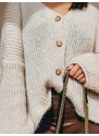 Webmoda Női oversize pulóver gombokkal - bézs