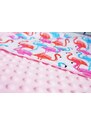 Baby nellys luxus pamut takaró 3in1 minkyvel, 90x90cm, flamingók, minky - rózsaszín