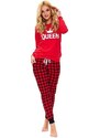 DN Nightwear Queen női pizsama, piros, hosszú