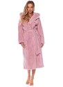 L&L Brandi női fürdőköpeny, világos rózsaszín, love hímzéssel