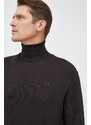 La Martina gyapjúkeverék pulóver könnyű, férfi, fekete, garbónyakú