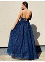 Webmoda Hosszú női csillogó alkalmi ruha - kék