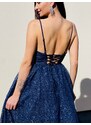 Webmoda Hosszú női csillogó alkalmi ruha - kék