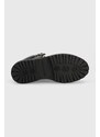 Tommy Hilfiger bokacsizma Leather Outdoor Flat Boot fekete, női, enyhén téliesített, platformos