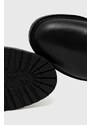 Lauren Ralph Lauren bőr csizma Burncalf Emelie fekete, női, lapos talpú, 802875299001