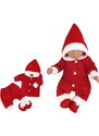 Z&Z 3-dílná kötött készlet, dzseki, nadrágot és csizmát Baby Santa, piros