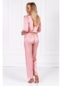 Momenti per Me Classic look női szaténpizsama, rózsaszín