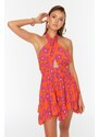 Trendyol Floral Patterned Tie Back Detailed Beach Dress