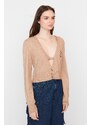 Trendyol X Sagaza Studio világosbarna hímzés részletes kötöttáru Cardigan