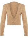 Trendyol X Sagaza Studio világosbarna hímzés részletes kötöttáru Cardigan