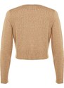 Trendyol X Sagaza Studio világosbarna hímzés részletes kötöttáru Cardigan