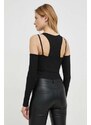 Calvin Klein Jeans hosszú ujjú női, "cold shoulder" fazonú, fekete