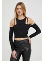 Calvin Klein Jeans hosszú ujjú női, "cold shoulder" fazonú, fekete