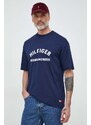 Tommy Hilfiger t-shirt x Shawn Mandes sötétkék, férfi, nyomott mintás