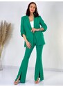 Webmoda Női zöld luxus nadrágkosztüm hasítékkal