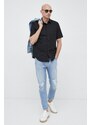 Calvin Klein Jeans lenvászon ing galléros, fekete, regular