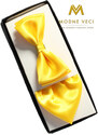 Férfi csokornyakkendő zsebkendővel sárga színben
