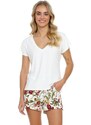 DN Nightwear Naturalia női pizsama, fehér, virágos