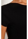 Trendyol Black Backless Crop Cotton Stretchy Knitted Blouse