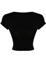 Trendyol Black Backless Crop Cotton Stretchy Knitted Blouse